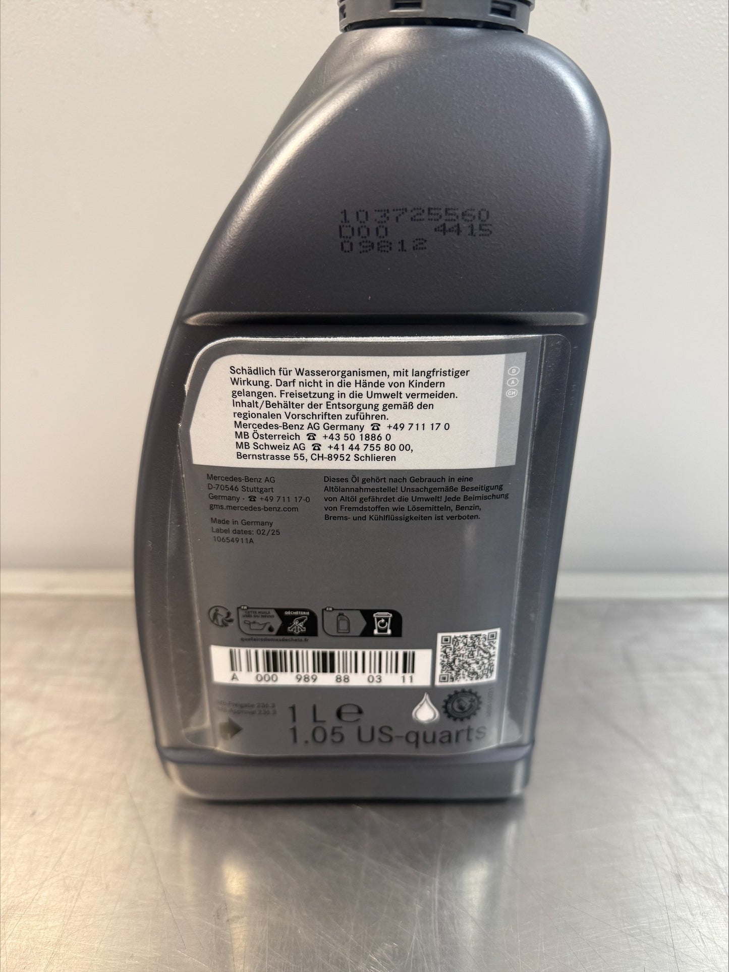 Mercedes-Benz Power Steering Fluid, 1L, A0009898803