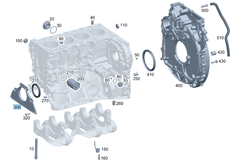 Mercedes-Benz Crankcase Cover, For OM651 Engine, A6510110108