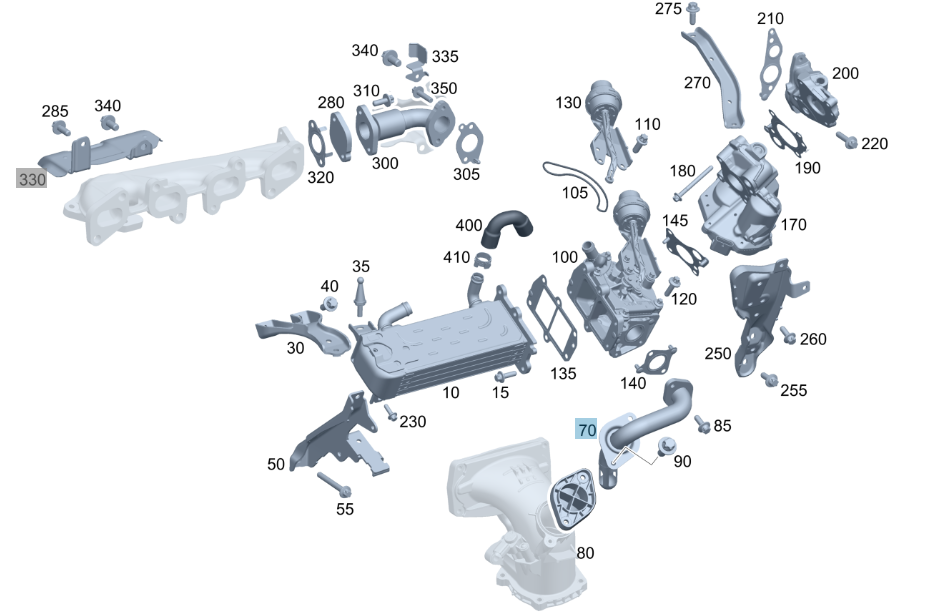 Mercedes-Benz EGR Pipe, For OM651 Engine, A6511402208