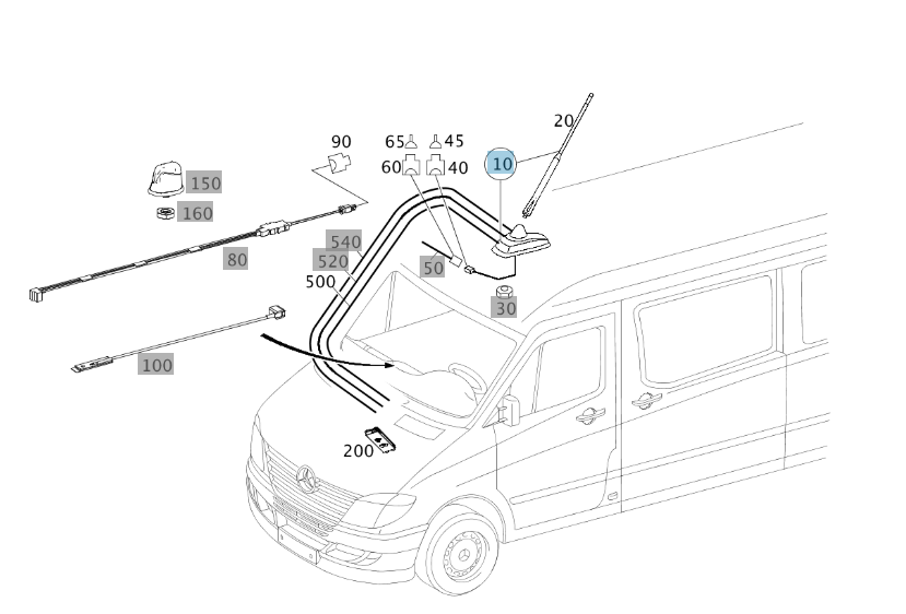 Mercedes-Benz Antenna, For 906 Sprinter, A9068200475
