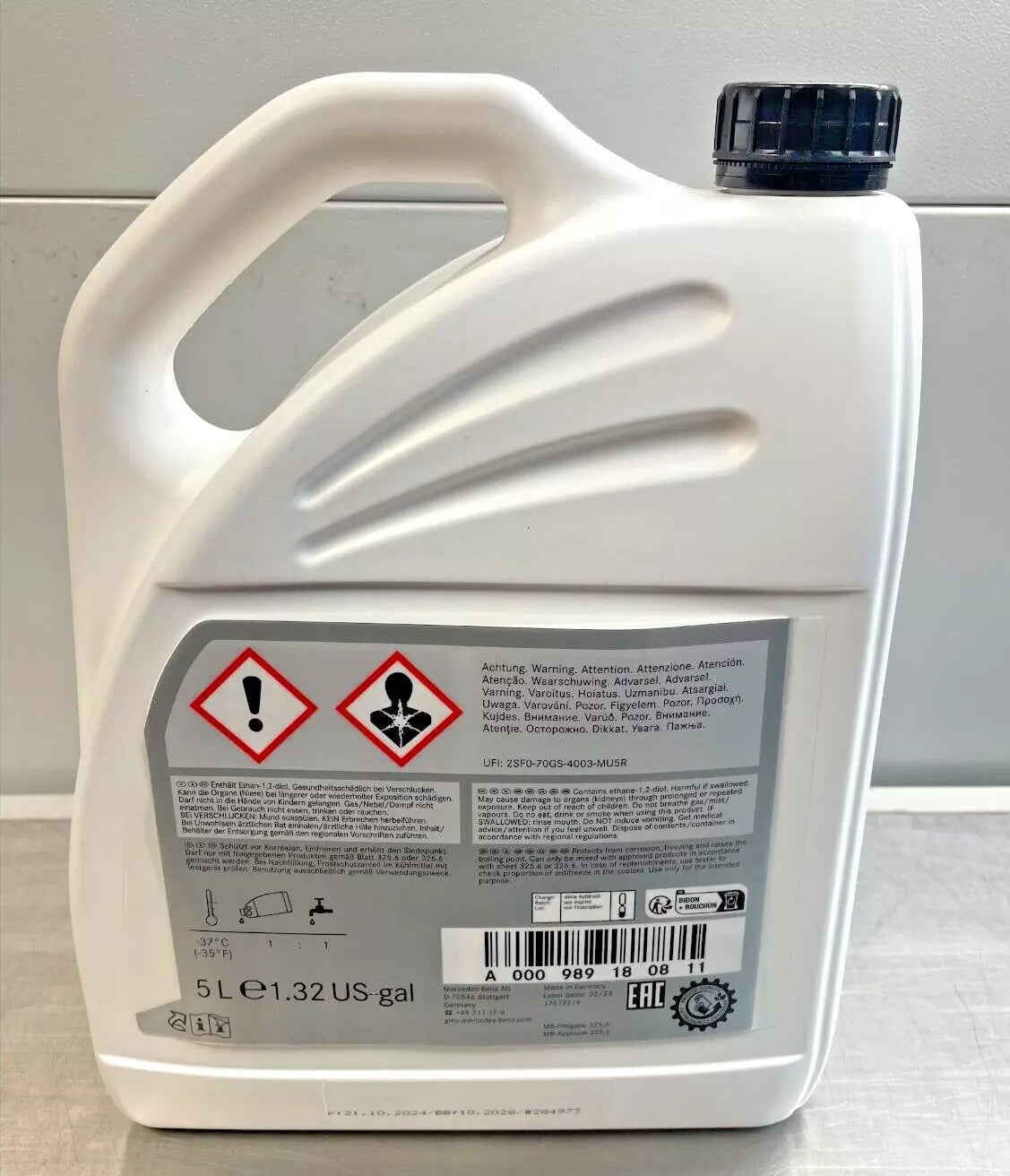 Mercedes-Benz Coolant/Anti-Freeze, 5L, G40, Red, A0009891808