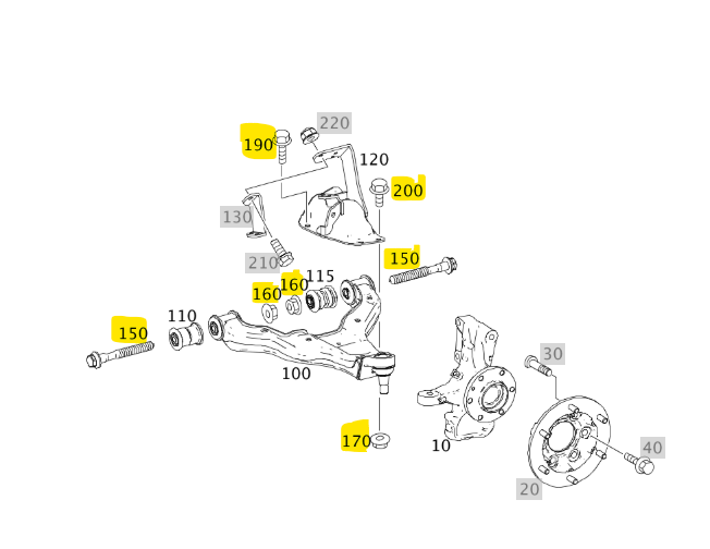 Genuine Mercedes-Benz Sprinter, Front Lower Arm's, Bolts & Nuts, WDB906