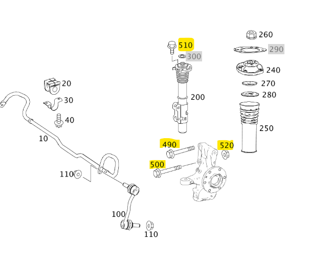 Genuine Mercedes-Benz Sprinter, Front Shock Absorbers, Bolts & Nuts, WDB906