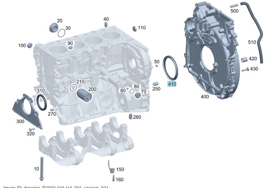 Mercedes-Benz Rear Crankshaft Seal Ring, For OM651 Engine, A0169972046