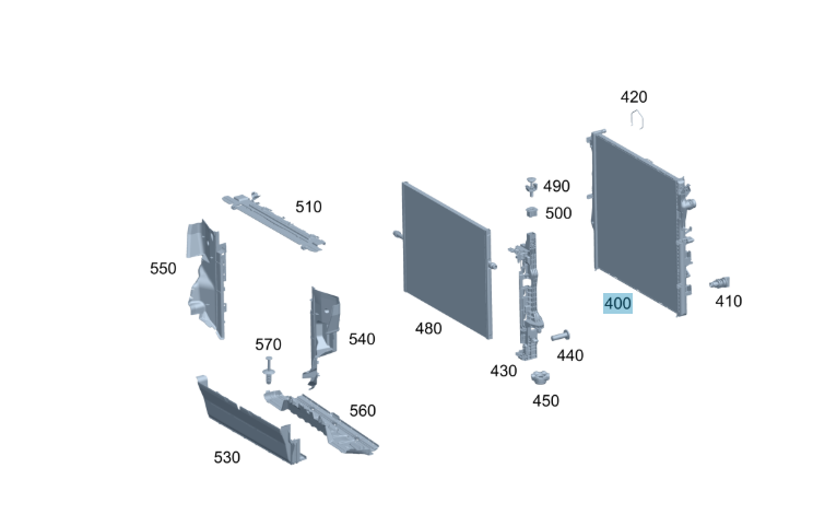 Genuine Mercedes-Benz Sprinter Radiator, Rear Section, For 907 Sprinter, A9075001200