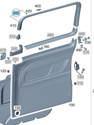 Genuine Mercedes-Benz, Upper Window Trim, Item 400 In Pic