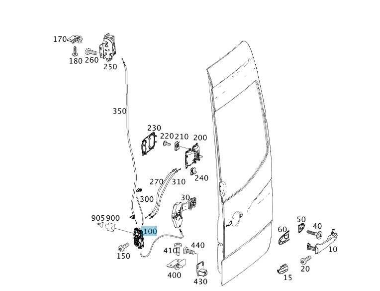 Mercedes-Benz Sprinter Rear Centre Door Lock, WDB906, A9067400935